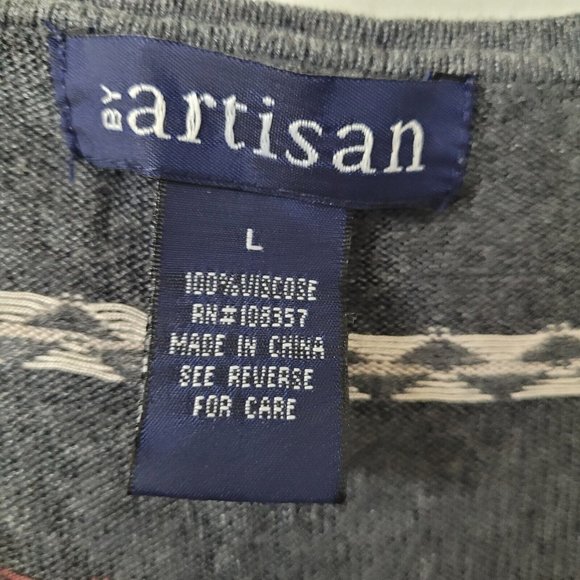 By Artisan Dress Women‎ L Zig-Zag Striped Drape Neck Sweater Viscose Grey - Picture 4 of 9